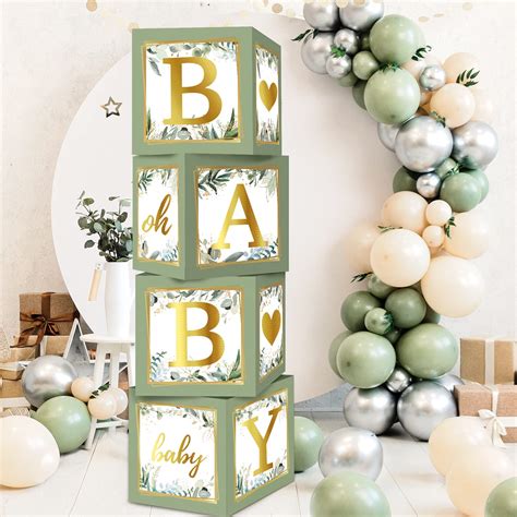 Rubfac Sage Green Baby Boxes With Letters For Baby Shower | Desertcart GB