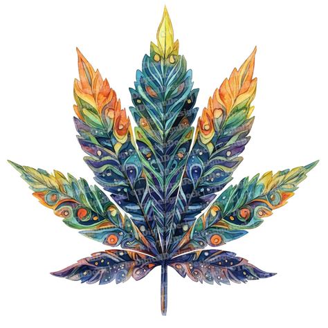 Cannabis Leaf Clip Art, 12x Rainbow Marijuana Clipart Set, Printable ...