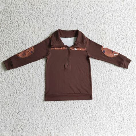 Bull skull brown long sleeves kids boy zipper pullover – Yawoo Garments