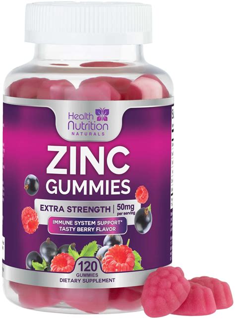 Zinc Immune Support Gummies 50mg, Max Strength Zinc Supplement Gummy, Radiant Skin & Immune ...
