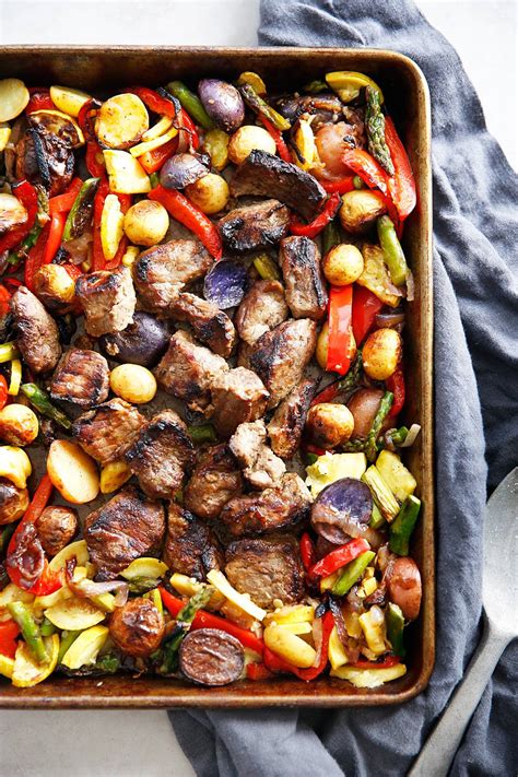 Sheet Pan Marinated Steak Tips with Veggies - Lexi's Clean Kitchen