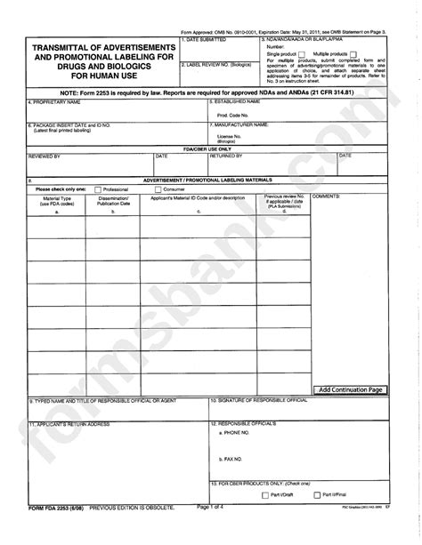 Fda Form 2253 printable pdf download
