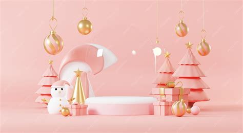 3d abstract podium stage platform with minimal christmas and new year ...