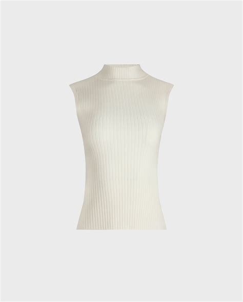 SOLO White Sleeveless Mock Turtleneck | ANNE FONTAINE