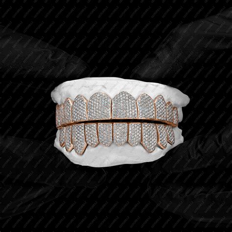 Buy Rose Gold Handset Diamond Honeycomb Zig Zag Grillz