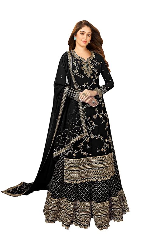 Miss Ethnik Women georgette Kurta with Palazzo Set (ME-1033-Black1 ...