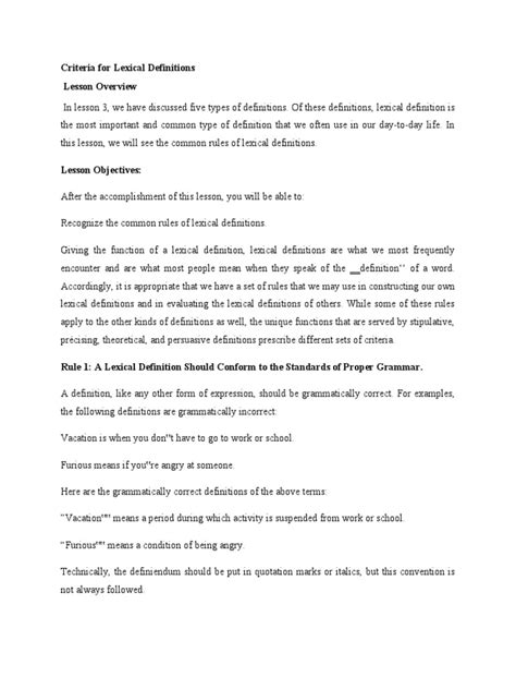 Image result for Lexical Definition Example