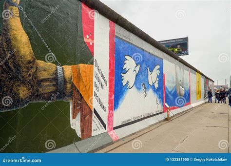 Germany. Berlin Wall with Drawings in Berlin. February 17, 2018 ...