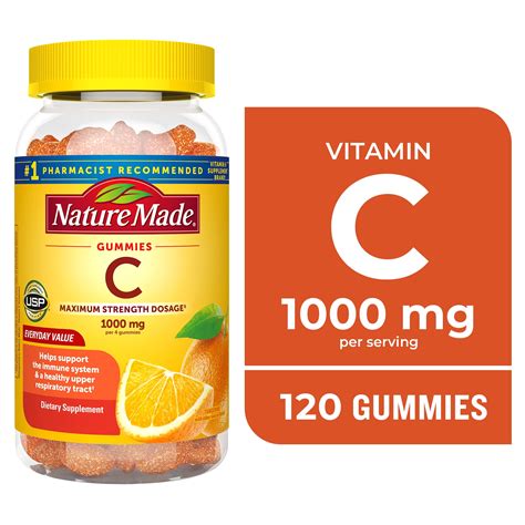 Nature Made Vitamin C Gummies 1000mg per Serving Tangerine Flavor 120 Count - Walmart.com