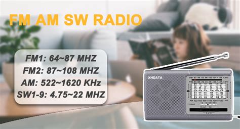 XHDATA D219 AM/FM/SW 12 Bands Radio Pocket Shortwave Receiver for Home ...