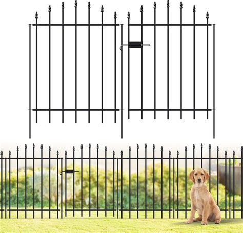 Amazon.com : FOREHOGAR Metal Garden Fence with Gate 32 in H x 12 ft L ...