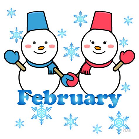 Snowman Couple and Snow February Clip Art Free PNG Image｜Illustoon