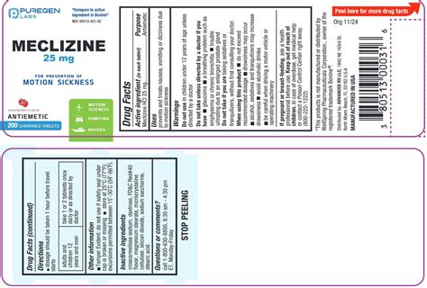 DailyMed - MECLIZINE- meclizine hydrochloride tablet, chewable