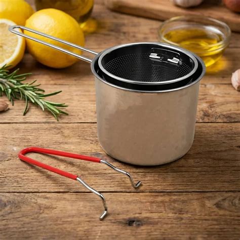 Stainless Steel Small Deep Frying Pot with Strainer Basket – 2 Pc Set ...