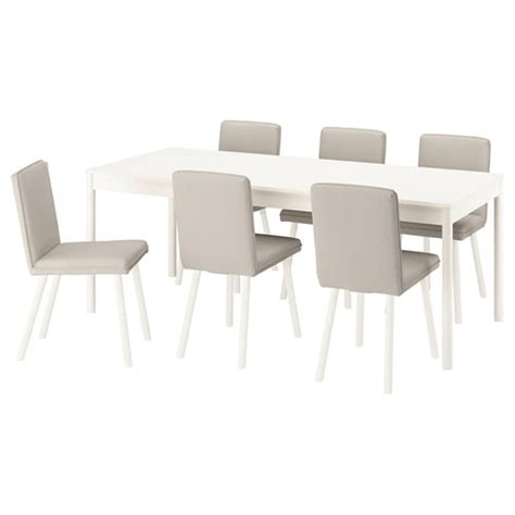 TONSTAD / TONSTAD table and 6 chairs, off-white/Fridtuna light beige ...