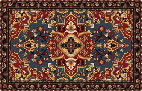 Colorful ornamental vector design for rug, tapis, yoga mat. Geometric ...