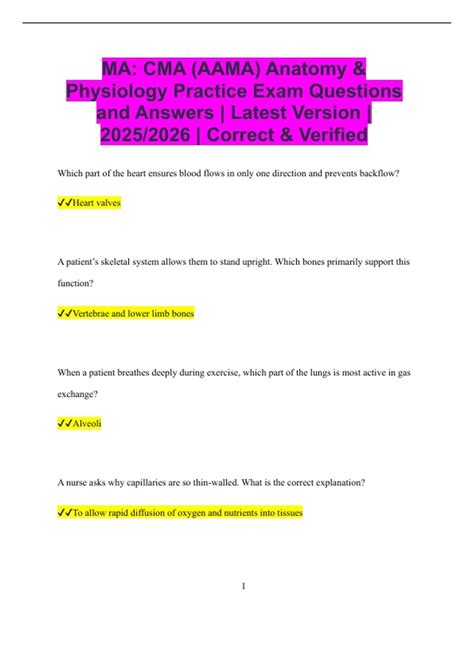 MA: CMA (AAMA) Anatomy & Physiology Practice Exam Questions and Answers ...