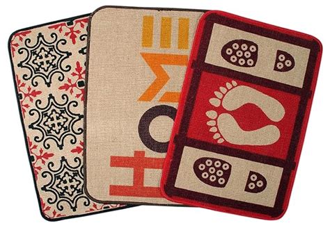 Buy SARAL HOME EASY LIVING Jute Printed Rectangular Doormat, Set of 3 ...
