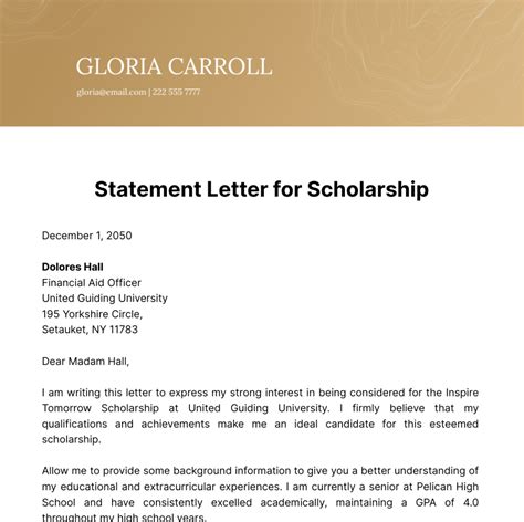 Image result for Statement Letter Example