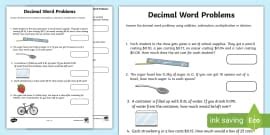 Decimal Digits Worksheet - Grade 6 Activity