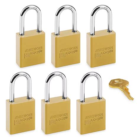 Aluminum Lockout Padlocks - Set of 6 Keyed Alike, Yellow H-6698Y - ULINE