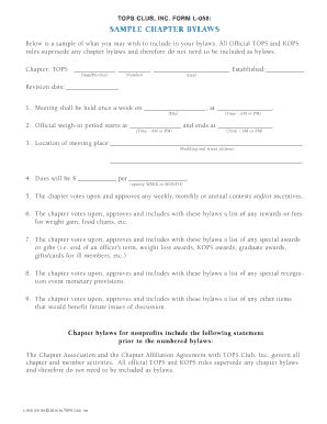Fillable Online TOPS CLUB INC FORM L-058 SAMPLE CHAPTER BYLAWS Fax ...