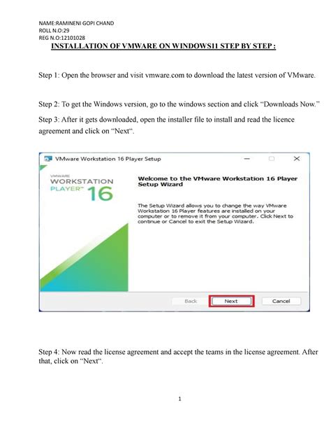 Experiment ONE - zcvbnklkiuy - ROLL N: REG N: INSTALLATION OF VMWARE ON ...