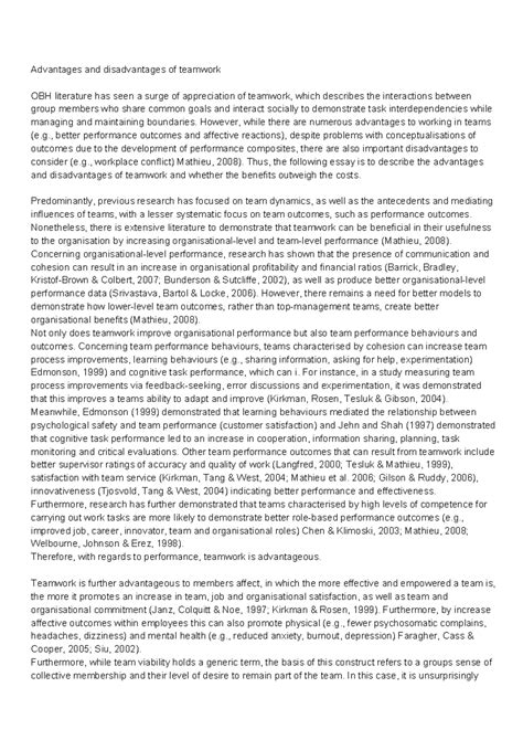 Business teamwork ad and disad - Advantages and disadvantages of ...