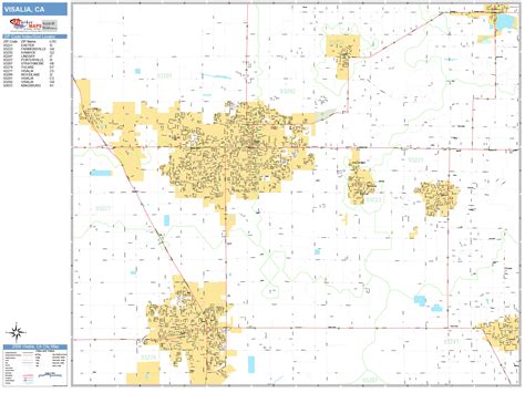 Visalia California Wall Map (Basic Style) by MarketMAPS - MapSales