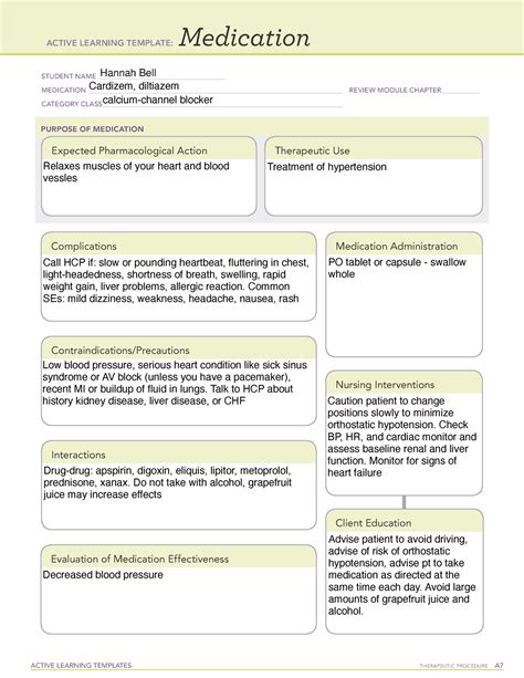 Ati Medication Template Printable Pdf - Printable Free Templates