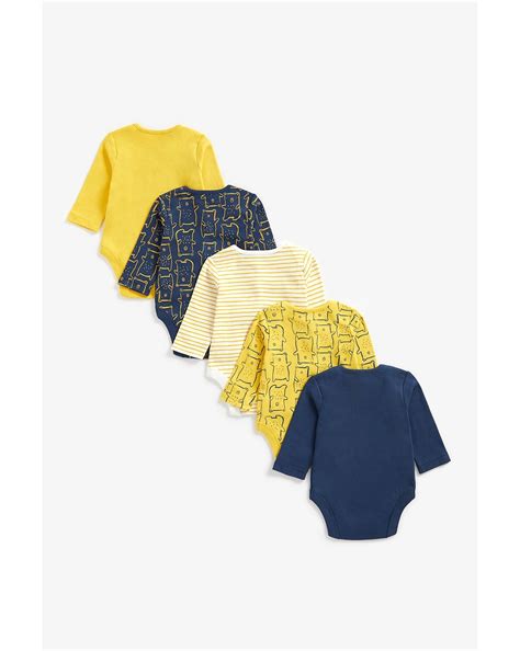 Buy Boys Full sleeves Bodysuit striped and bear print - Pack of 5 ...