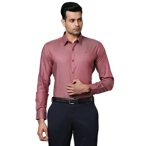 Men Red Slim Fit Solid Cotton Blend Shirts – MyRaymond