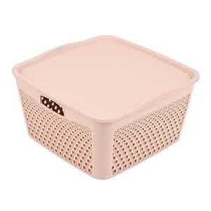 Kuber Industries Plastic Basket For Storage With Lid|Netted Design ...