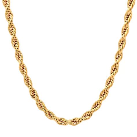 Steel Nation Men's Gold Tone Ion-Plated Rope Link Chain Necklace