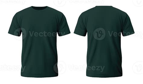 Plain dark green t-shirt front and back side mockup Template isolated ...