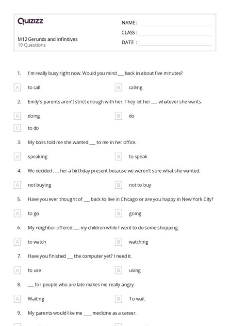 50+ Infinitives worksheets for Kindergarten on Quizizz | Free & Printable