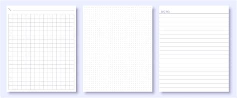 Realistic ruled lined notepad diary blank sheet flat set vector diary ...