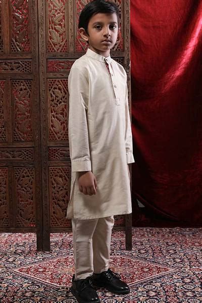 Beige Kurta & Pyjama Matching Set For Boy - BonOrganik