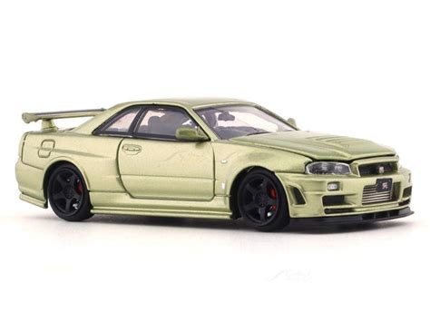 Nissan Skyline GT-R R34 Z Tune golden 1:64 Time Micro diecast scale ...