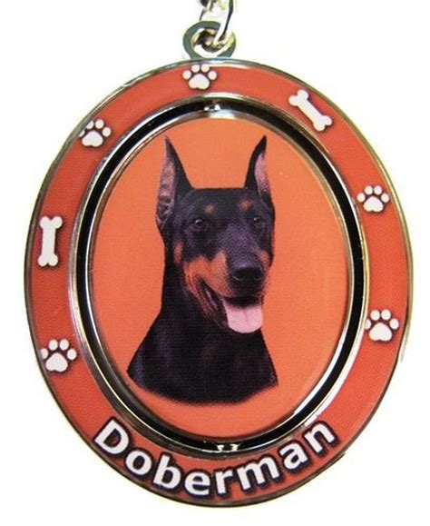 Doberman Key Chain "Spinning Pet Key Chains"Double Sided Spinning ...