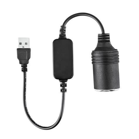 FITE ON USB to 12V DC Adapter - USB A Male to 12V Car Cigarette Lighter ...