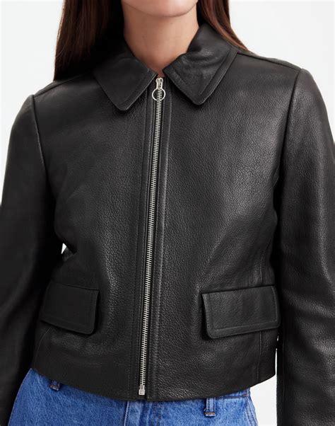 Shrunken Zip-Front Jacket in Leather | Madewell