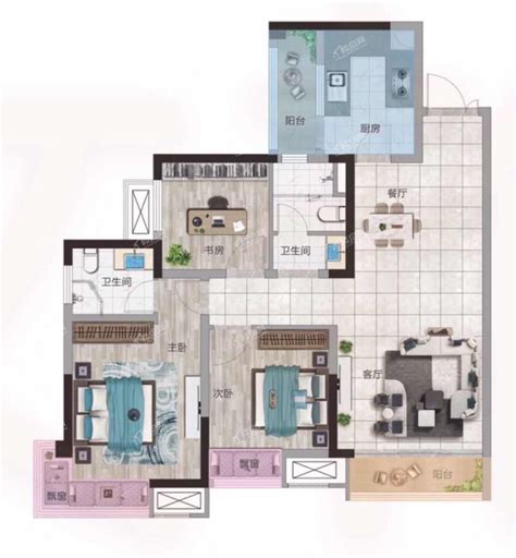 【中梁华府_眉山中梁华府楼盘】零居室户型图|3室2厅1厨2卫建面 102m²房型图-眉山贝壳新房