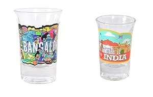 Skywalk Souvenir Bangalore India Shot Glasses Set of 2, Multicolour, 30 ...