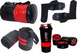 EMMCRAZ (black&red) gym bag with spider bottle with wrist band & gym ...