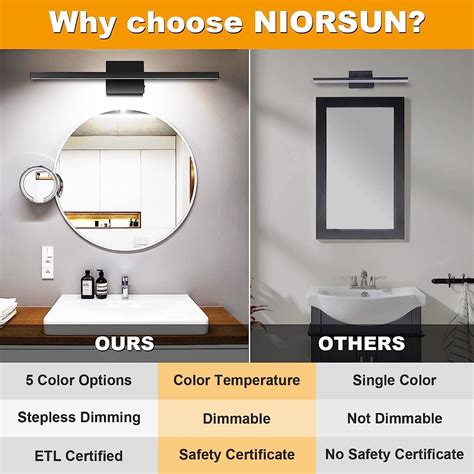 Buy NIORSUN 23.62 inch Modern Bathroom Vanity Light Dimmable 5CCT 980LM ...