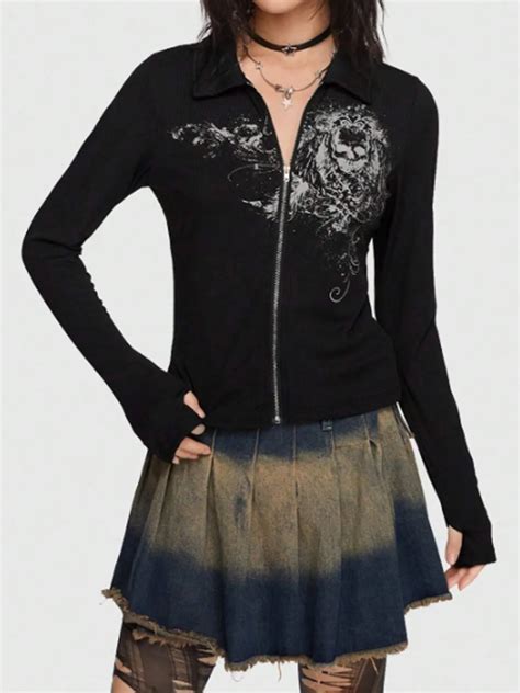 Printed Zip Up Sweatshirt | Savana | Bestsellers