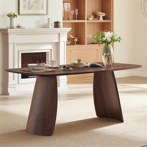 The Arca Sculptural Dining Table: 6-Seater Solid Wood with Curved Tape ...