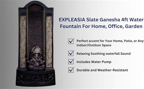 EXPLEASIA Slate Buddha 4ft Water Fountain, Indoor Fountain Big Size ...