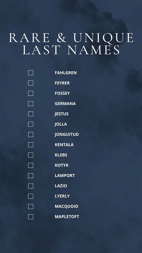 Printable List Of Unique Last Names [PDF Included] - Printables Hub
